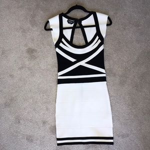 Black & White Bebe Bandage Dress